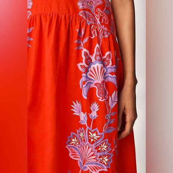 NWT Farm Rio Red Porcelain Garden Midi Dress - Picture 6 of 16